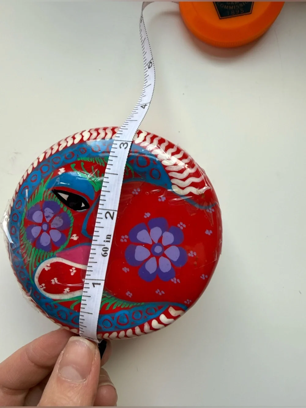 Mexican Folk Art Style Hand Painted Terracotta Bowl Crescent Moon Flowers - Picture 5 of 6